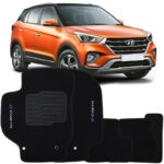 Jogo de Tapete Automotivo Carpete Hyundai Creta 2017 à 2019 Soft Logo Bordado Preto 5 Peças